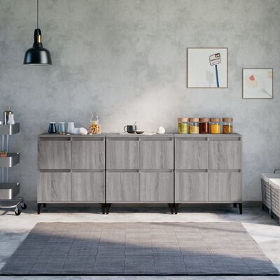 vidaXL Buffets 3 pcs sonoma gris 60x35x70 cm bois d'ingénierie