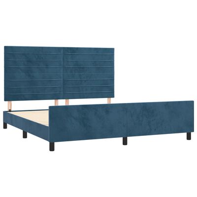 vidaXL Cadre de lit sans matelas bleu foncé 160x200 cm velours