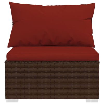 vidaXL Salon de jardin 6 pcs avec coussins Résine tressée Marron