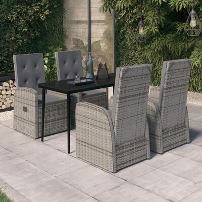 vidaXL Ensemble à manger de jardin avec coussins 5 pcs Gris