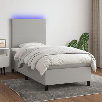 vidaXL Sommier à lattes de lit avec matelas et LED Gris clair 90x190cm