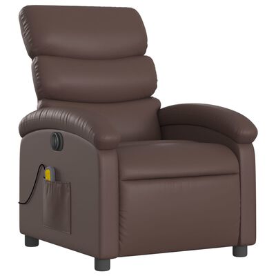 vidaXL Fauteuil de massage inclinable électrique marron similicuir