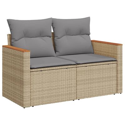 vidaXL Salon de jardin avec coussins 9pcs mélange beige résine tressée