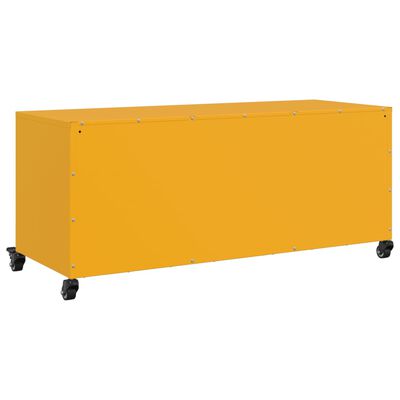 vidaXL Meuble TV jaune moutarde 100,5x39x43,5 cm acier