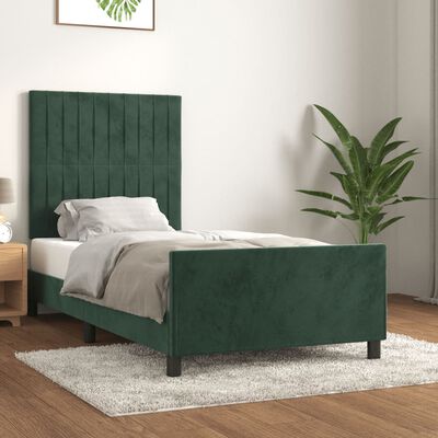 vidaXL Cadre de lit avec tête de lit Vert foncé 80x200 cm Velours