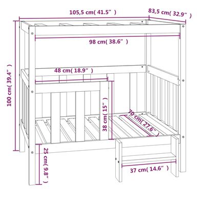 vidaXL Lit pour chien 105,5x83,5x100 cm Bois de pin solide