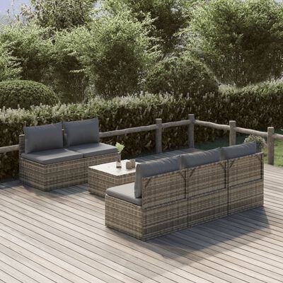 vidaXL Salon de jardin 6 pcs avec coussins Gris Résine tressée