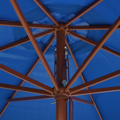 vidaXL Parasol d'extérieur avec mât en bois 350 cm Bleu