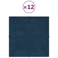 vidaXL Panneaux muraux 12 pcs Bleu 30x30 cm Velours 1,08 m²