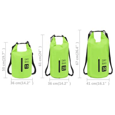 vidaXL Sac sec avec fermeture éclair Vert 20 L PVC