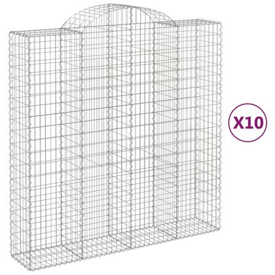 vidaXL Paniers à gabions arqués 10 pcs 200x50x200/220 cm Fer galvanisé