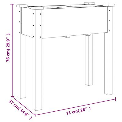 vidaXL Jardinière avec doublure gris 71x37x76 cm bois massif de sapin