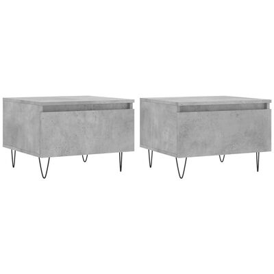 vidaXL Tables basses 2 pcs gris béton 50x46x35 cm bois d'ingénierie