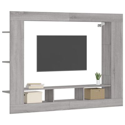 vidaXL Meuble TV sonoma gris 152x22x113 cm bois d'ingénierie