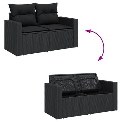 vidaXL Salon de jardin avec coussins 14 pcs noir résine tressée