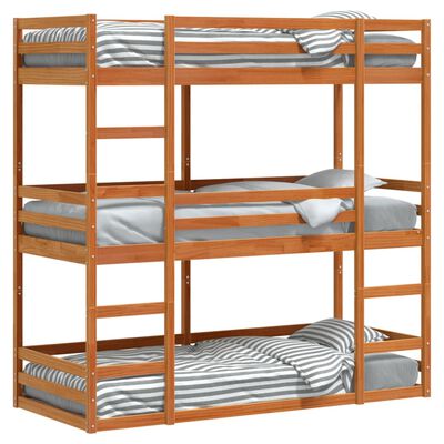 vidaXL Lit superposé triple sans matelas 90x190 cm bois de pin massif