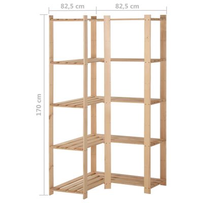 vidaXL Étagère d'angle de rangement 5 niveaux 82,5x82,5x170 cm Pin