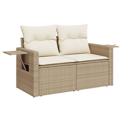 vidaXL Salon de jardin avec coussins 14 pcs beige résine tressée