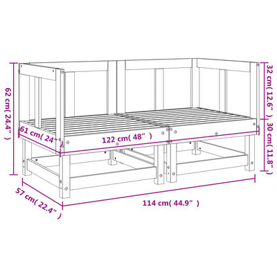 vidaXL Canapés d'angle de jardin 2 pcs bois de pin massif