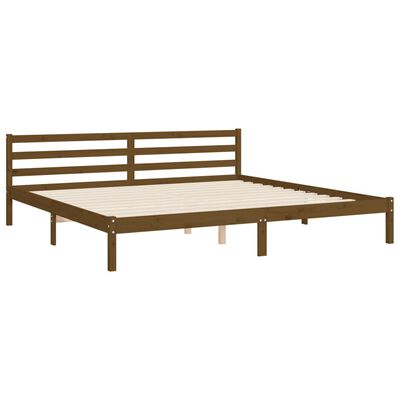 vidaXL Cadre de lit sans matelas marron miel 200x200 cm bois massif