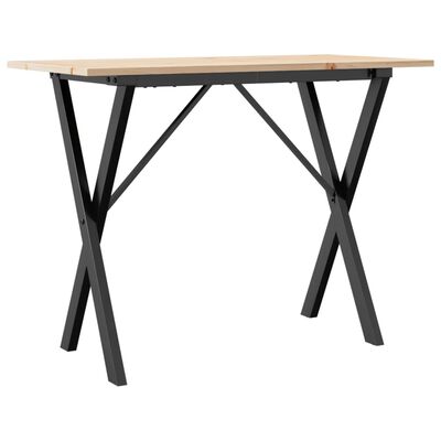 vidaXL Table à manger cadre en X 100x50x75 cm bois de pin massif fonte