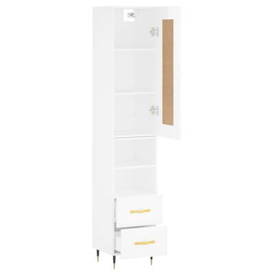 vidaXL Buffet haut Blanc brillant 34,5x34x180 cm Bois d'ingénierie