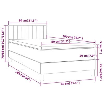 vidaXL Sommier à lattes de lit avec matelas Gris clair 80x200 cm Tissu