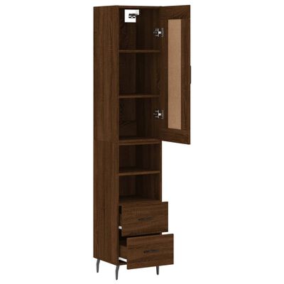 vidaXL Buffet haut Chêne marron 34,5x34x180 cm Bois d'ingénierie