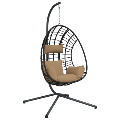 vidaXL Chaise suspendue en forme d'œuf et support taupe rotin et acier