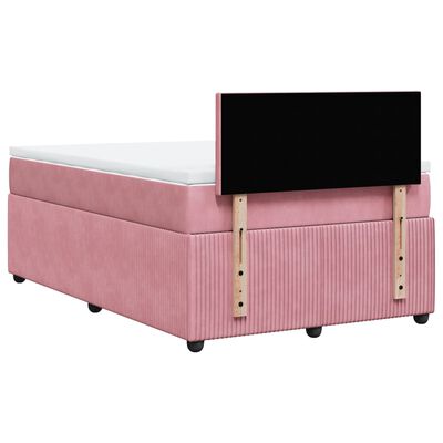 vidaXL Sommier à lattes de lit avec matelas Rose 120x200 cm Velours