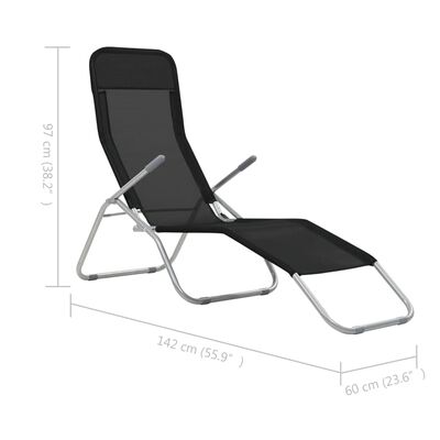 vidaXL Chaises longues pliables lot de 2 Textilène Noir