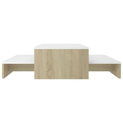 vidaXL Ensemble de tables basses gigognes Blanc chêne 100x100x26,5 cm