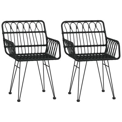 vidaXL Ensemble à manger de jardin 3 pcs Noir Résine tressée