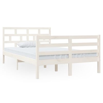 vidaXL Cadre de lit sans matelas blanc bois massif