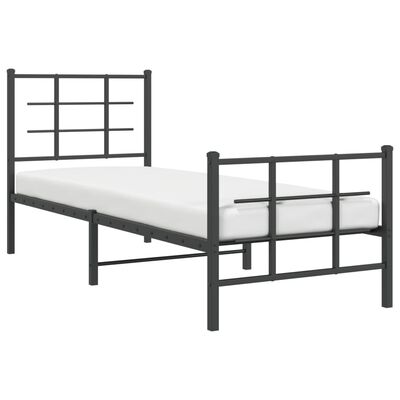 vidaXL Cadre de lit métal sans matelas avec pied de lit noir 75x190 cm