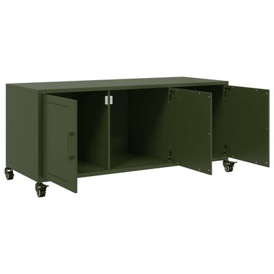 vidaXL Meuble TV vert olive 100,5x39x43,5 cm acier