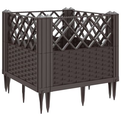 vidaXL Jardinière avec piquets marron 43,5x43,5x43,5 cm PP