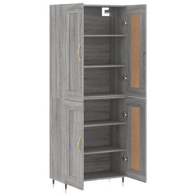 vidaXL Buffet haut Sonoma gris 69,5x34x180 cm Bois d'ingénierie