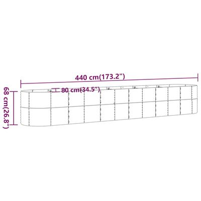 vidaXL Lit surélevé de jardin Acier enduit de poudre 440x80x68 cm Vert