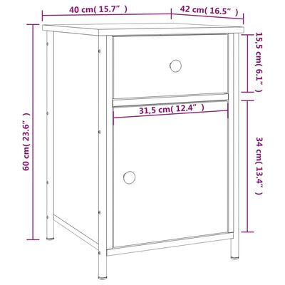 vidaXL Table de chevet sonoma gris 40x42x60 cm bois d'ingénierie