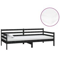 vidaXL Lit de repos avec matelas 90x200 cm Noir Bois de pin massif