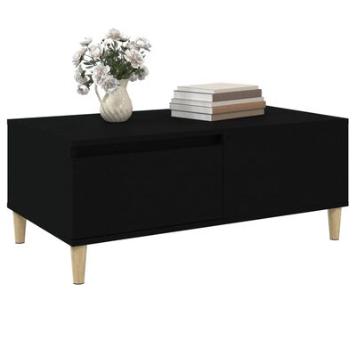 vidaXL Table basse Noir 90x50x36,5 cm Bois d'ingénierie