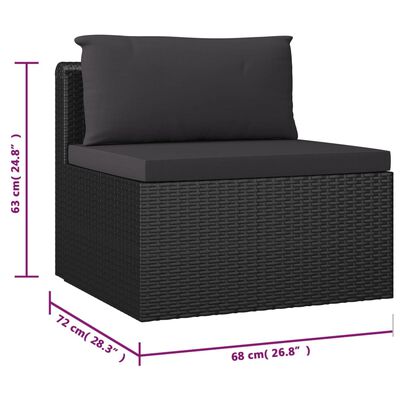 vidaXL Salon de jardin 10 pcs avec coussins Résine tressée Noir