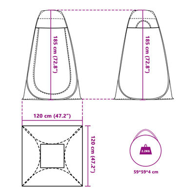 vidaXL Tente d'intimité vert escamotable imperméable