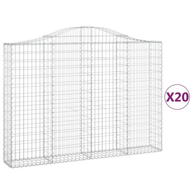 vidaXL Paniers à gabions arqués 20 pcs 200x30x140/160 cm Fer galvanisé