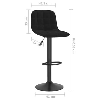 vidaXL Tabourets de bar 2 pcs Noir Velours