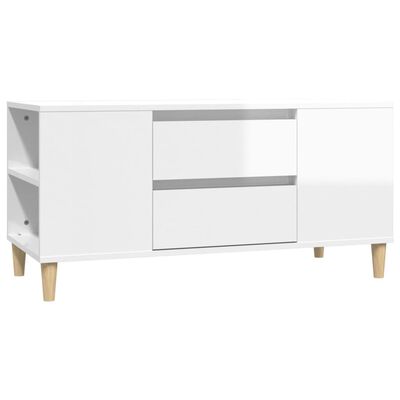 vidaXL Meuble TV Blanc brillant 102x44,5x50 cm Bois d'ingénierie