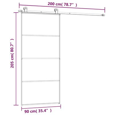 vidaXL Porte coulissante avec kit de quincaillerie 90x205 cm Verre ESG