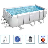 Bestway Ensemble de piscine rectangulaire Power Steel 412x201x122 cm