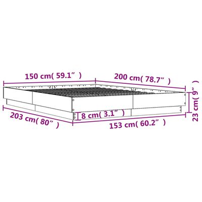 vidaXL Cadre de lit gris béton 150x200 cm bois d'ingénierie